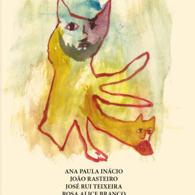 Capa de livro com título QUARENTENA e desenho abstrato de gatos em aguarela