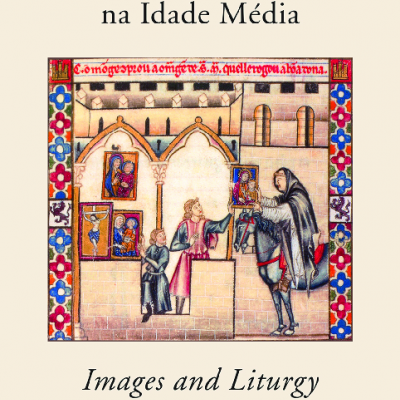Capa de livro com imagem medieval e títulos em português e inglês