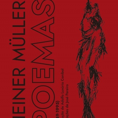 Capa de livro vermelha com texto preto e ilustração de peixe preto pendurado.