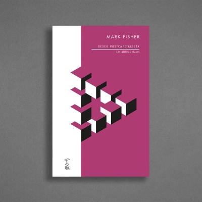 Capa de livro rosa com design geométrico abstrato e texto em branco e preto