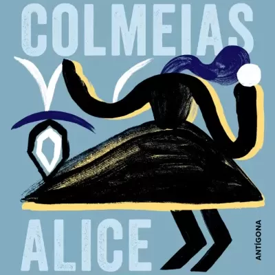 Capa de livro azul com título e ilustração abstrata