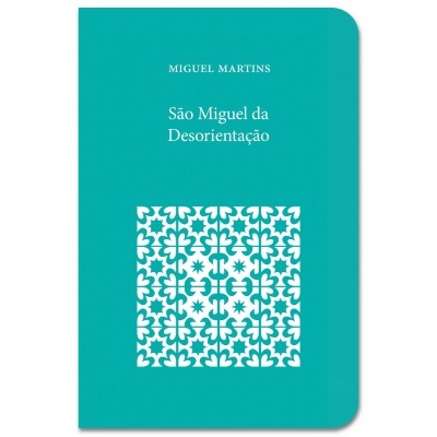 Capa de livro azul turquesa com padrão branco e texto de título e autor.