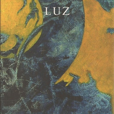 Capa de livro azul com detalhes amarelos, título 'LUZ' e autor 'LUÍS RAINHA'.