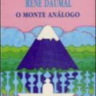 Capa de livro com título O MONTE ANÁLOGO e ilustração de montanha estilizada
