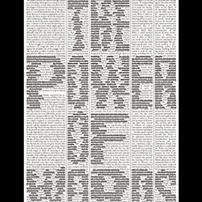 Página de jornal preto e branco com título SIMONE WEIL e texto em várias colunas