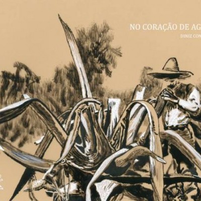 Capa de livro com ilustração sépia de agave e homem com chapéu