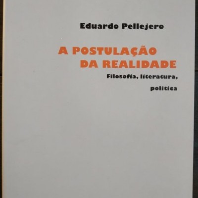 Capa de livro A Postulação da Realidade com texto em laranja e preto sobre fundo branco
