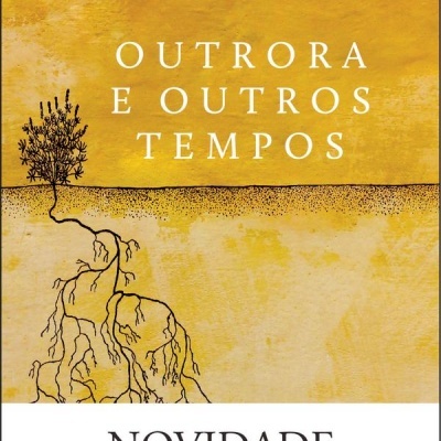 Capa de livro Outrora e Outros Tempos com ilustração de planta e texto destacando Prémio Nobel