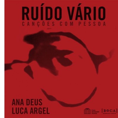 Capa de álbum vermelho com texto e rosto em sombra.