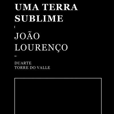 Capa de livro preta com texto branco e retângulo vazio