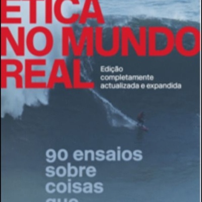 Capa de livro 'Ética no Mundo Real' com onda de mar ao fundo