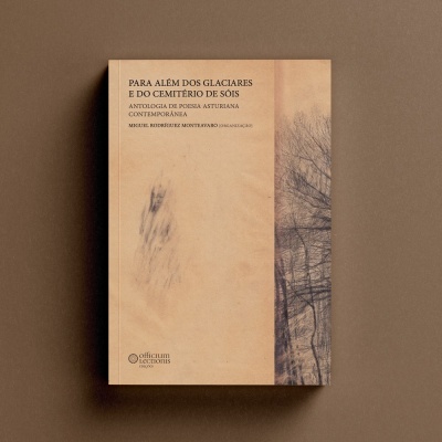 Livro com capa bege e texto em português com imagem artística de árvores ao lado