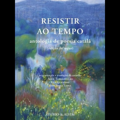 Capa de livro com paisagem natural em tons de azul e verde e texto branco