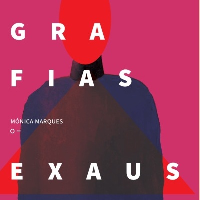 Capa de livro rosa com texto branco e figura escura com face oval vermelha.