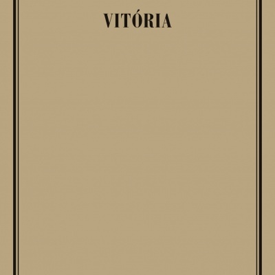 Capa de livro castanha clara com texto preto