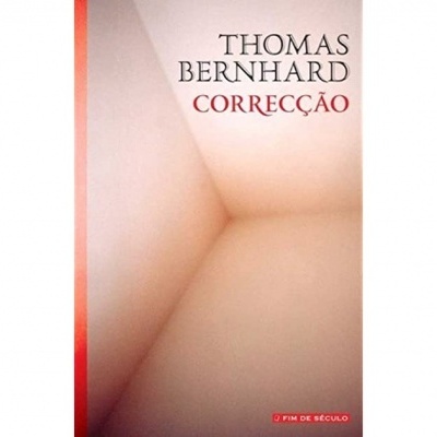 Capa de livro com fundo abstrato e texto THOMAS BERNHARD CORRECÇÃO