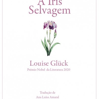 Capa do livro 'A Íris Selvagem' com flor de íris desenhada.