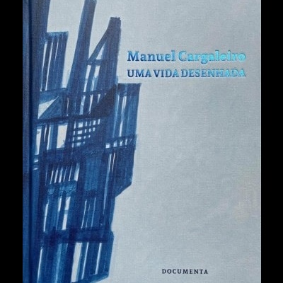 Capa de livro azul e cinza com texto e ilustração abstrata