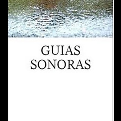 Capa de livro GUIAS SONORAS com textura aquosa e texto preto