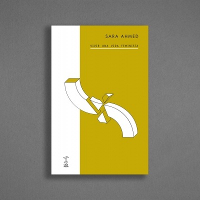 Capa de livro em branco e mostarda com título e ilustração abstrata