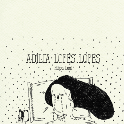 Capa de livro ilustrada a preto e branco com título e autora