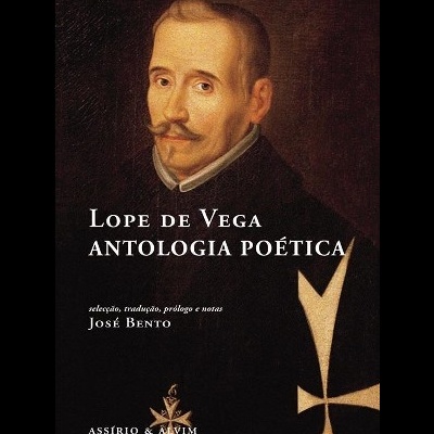 Capa de livro 'Lope de Vega Antologia Poética' com retrato antigo de homem