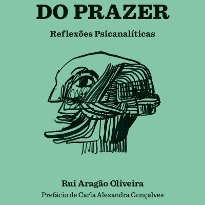 Capa de livro verde claro com título 'LIVRO DO PRAZER Reflexões Psicanalíticas' e ilustração abstrata preta