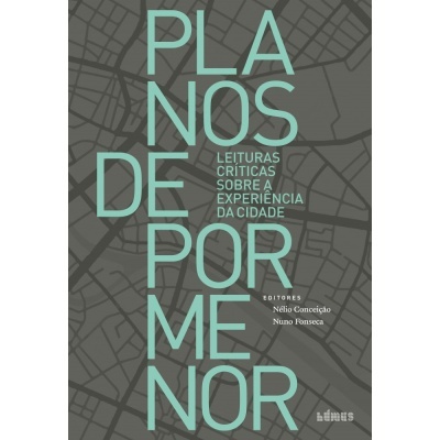 Capa de livro com texto e mapa urbano em tons de cinzento e verde
