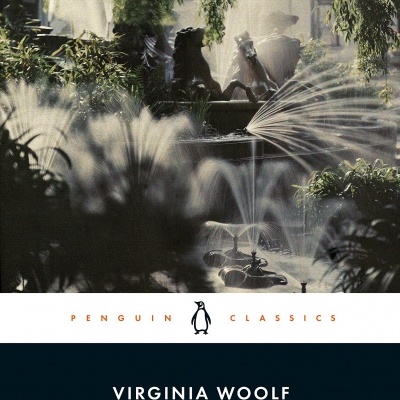 Capa do livro 'Selected Short Stories' de Virginia Woolf com fonte e cavalos em parque