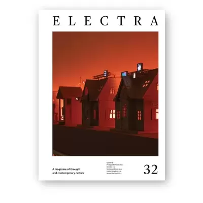 Revista ELECTRA com casas em miniatura iluminadas a laranja na capa, edição nº 32