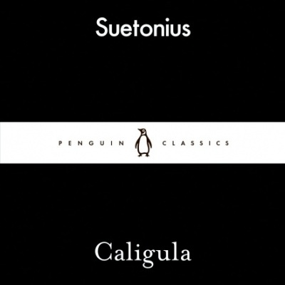 Capa de livro preta com texto Suetonius, Caligula e faixa branca com PENGUIN CLASSICS