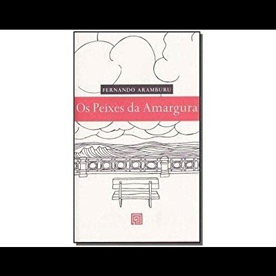 Capa de livro Os Peixes da Amargura com ilustração minimalista e cores branca, preta e rosa.