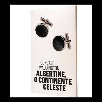 Botões de punho prateados e pretos sobre fundo branco com texto