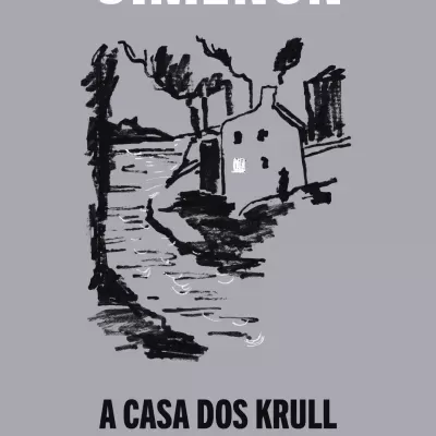 Capa de livro cinzenta com ilustração de casa e texto