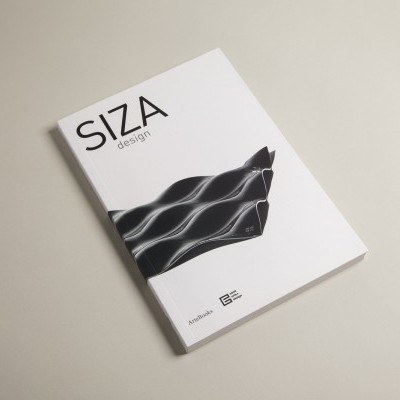 Capa de livro SIZA design branca com imagem gráfica preta e branca