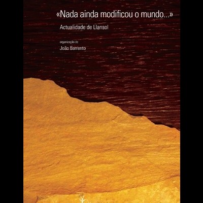 Capa de livro com título «Nada ainda modificou o mundo...», tons castanho e amarelo.