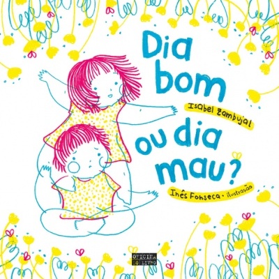 Capa de livro infantil com duas crianças desenhadas e texto colorido