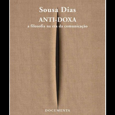 Capa do livro ANTI-DOXA de Sousa Dias com fundo castanho e corte vertical ao centro