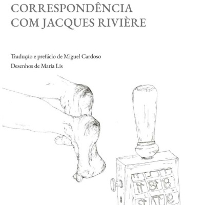 Capa de livro CORRESPONDÊNCIA COM JACQUES RIVIÈRE com ilustração a lápis
