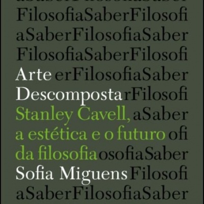 Capa de livro cinzenta com texto em preto, branco e verde sobre filosofia e estética