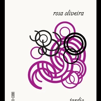 Capa de livro com círculos roxos e pretos e texto rosa oliveira tardio
