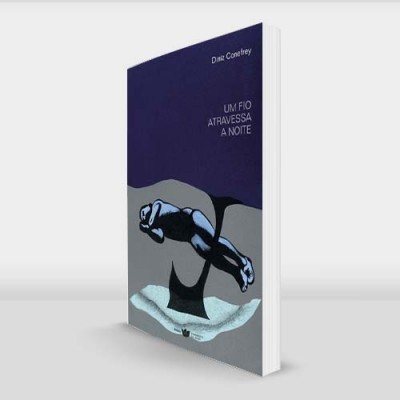 Livro com capa azul escura e ilustração de figura humana estilizada