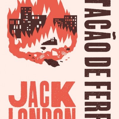 Capa de livro com fogo e texto em vermelho e preto