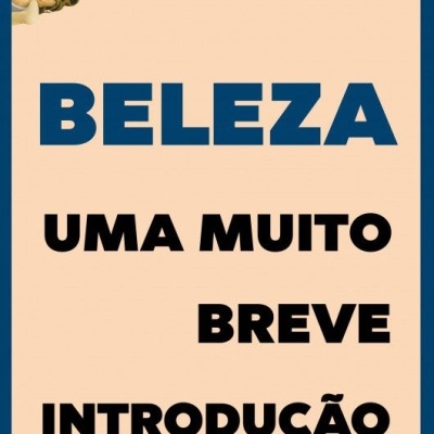 Capa do livro 'Beleza Uma Muito Breve Introdução' de Roger Scruton com fundo bege e borda azul, e anjos no canto superior esquerdo