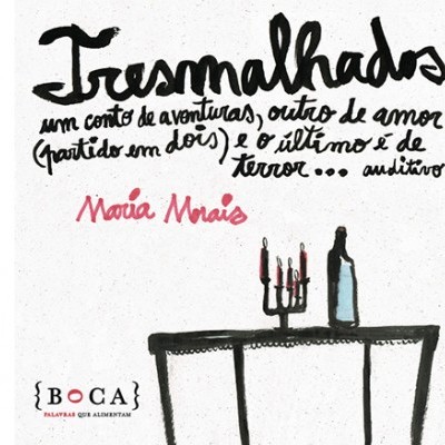 Capa de livro com título manuscrito e desenho de mesa com castiçal e garrafa