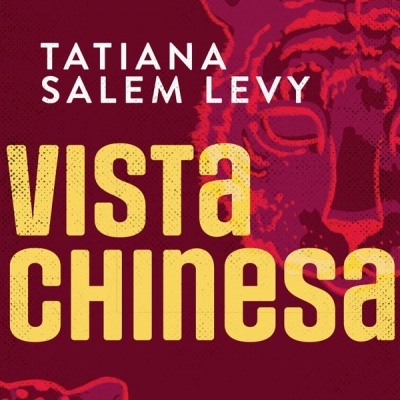 Capa do livro Vista Chinesa com ilustrações de tigres e texto em amarelo sobre fundo vermelho.