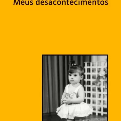 Capa de livro amarela com texto e fotografia a preto e branco de uma criança