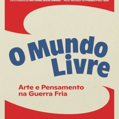 Capa de livro 'o Mundo Livre' de Louis Menand com texto em azul e vermelho