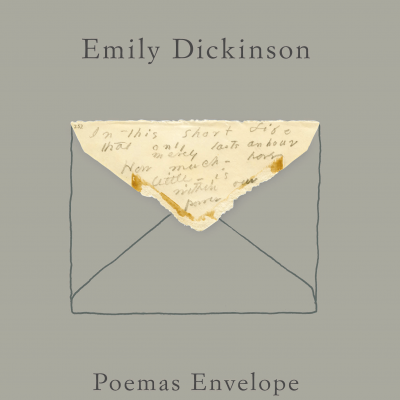 Capa de livro com envelope desenhado e texto manuscrito