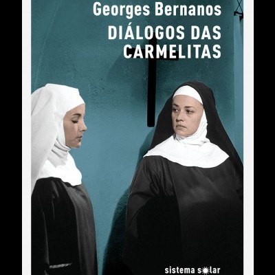 Capa de livro com duas freiras e título 'DIÁLOGOS DAS CARMELITAS' de Georges Bernanos
